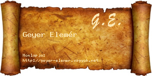 Geyer Elemér névjegykártya